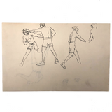 Pair of Ink Sketches of Boxers (Two Pages)