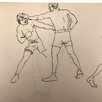 Pair of Ink Sketches of Boxers (Two Pages)