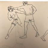 Pair of Ink Sketches of Boxers (Two Pages)