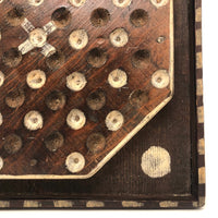 Wonderful Antique Handmade 65 Hole Marble Solitaire Gameboard with Clay Marbles