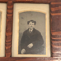 Folky Antique Hand-carved Quadruple Tin Type Frame
