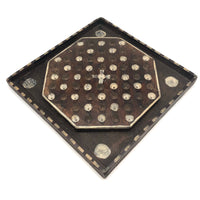 Wonderful Antique Handmade 65 Hole Marble Solitaire Gameboard with Clay Marbles