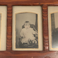 Folky Antique Hand-carved Quadruple Tin Type Frame
