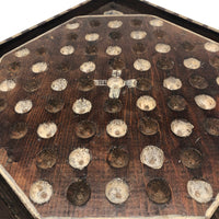 Wonderful Antique Handmade 65 Hole Marble Solitaire Gameboard with Clay Marbles