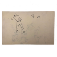 Pair of Ink Sketches of Boxers (Two Pages)