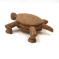 Carved Wooden Turtle with Angry Face!