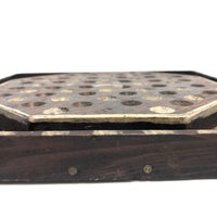 Wonderful Antique Handmade 65 Hole Marble Solitaire Gameboard with Clay Marbles