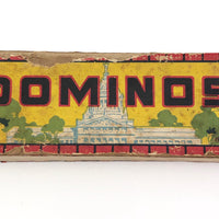 Halsam 1940s Double Six Wooden Dominoes Set with Capital Building