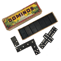 Halsam 1940s Double Six Wooden Dominoes Set with Capital Building