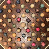 Wonderful Antique Handmade 65 Hole Marble Solitaire Gameboard with Clay Marbles