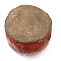 Chunky Coil Made Orange Glazed Lidded Pottery Jar