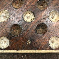 Wonderful Antique Handmade 65 Hole Marble Solitaire Gameboard with Clay Marbles
