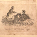 "Me Take Yo Likeness Mitsi" Antique Drawing of Artist and Old Woman