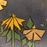 Vintage Metal Bookends with Hand-painted Flowers and Butterfly