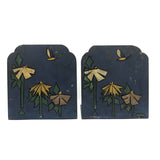 Vintage Metal Bookends with Hand-painted Flowers and Butterfly