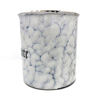 French Marbleized Enamel White and Blue Sucre Canister