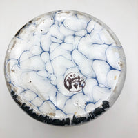French Marbleized Enamel White and Blue Sucre Canister