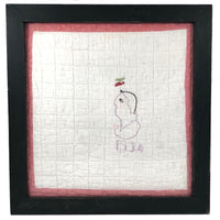 1934 George Washington Under Bunch of Cherries Large Embroidered Quilt Piece