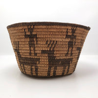 Antique Pima or Papago Native Pictorial Basket with Figures and Elk