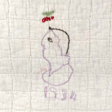 1934 George Washington Under Bunch of Cherries Large Embroidered Quilt Piece