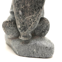 Large Inuit Stone Carving of Hunter Consuming Seal (with Damage)