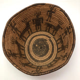 Antique Pima or Papago Native Pictorial Basket with Figures and Elk
