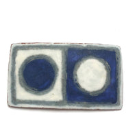 Karin og Aase, Denmark Mid-Century Blue and White Glazed Ceramic Brooch
