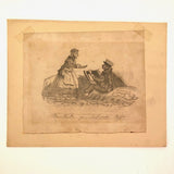 "Me Take Yo Likeness Mitsi" Antique Drawing of Artist and Old Woman