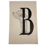 Alphabet Drawing: B for Bear, Signed F.O.M