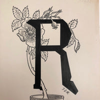 Alphabet Drawing: R for Rose, Signed F.O.M