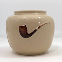 Magritte-esque Vintage Tabacco Jar with Hand-Painted Pipe in Relief!