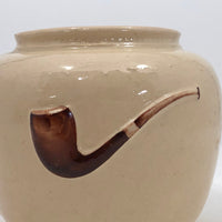 Magritte-esque Vintage Tabacco Jar with Hand-Painted Pipe in Relief!