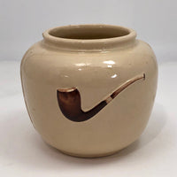 Magritte-esque Vintage Tabacco Jar with Hand-Painted Pipe in Relief!