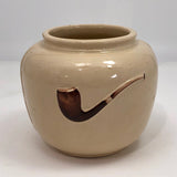 Magritte-esque Vintage Tabacco Jar with Hand-Painted Pipe in Relief!