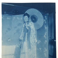 Woman in Kimono with Parasol, Antique Cyanotype, late 19th/early 20th c.