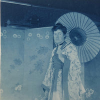 Woman in Kimono with Parasol, Antique Cyanotype, late 19th/early 20th c.