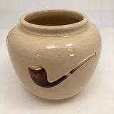 Magritte-esque Vintage Tabacco Jar with Hand-Painted Pipe in Relief!