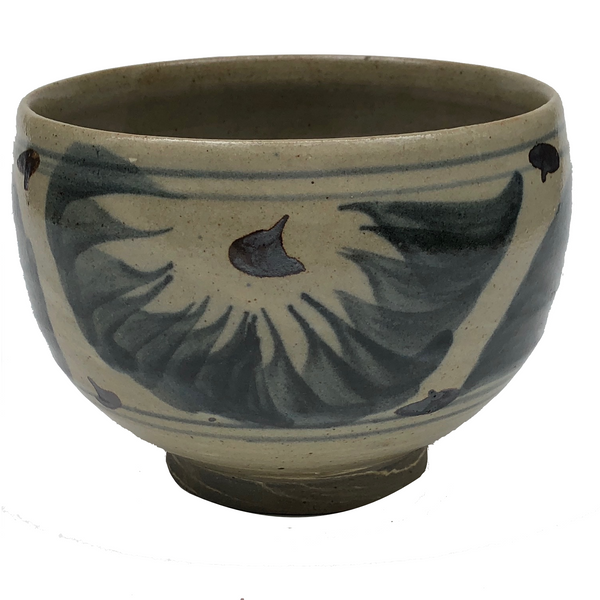 Cornwall Bridge Pottery Handthrown Stoneware Bowl With Painterly Blue and Copper Decoration