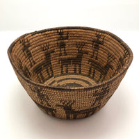 Antique Pima or Papago Native Pictorial Basket with Figures and Elk