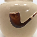 Magritte-esque Vintage Tabacco Jar with Hand-Painted Pipe in Relief!