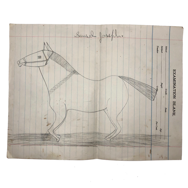 Pencil Drawing of Horse on Lined Paper