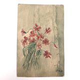 Set of Three 1907 Handmade Floral Watercolor Postcards
