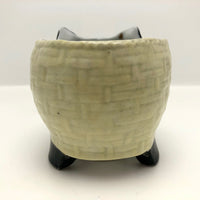 Porcelain Cat Face Votive / Lantern with Glowing Green Marble Eyes