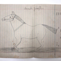 Pencil Drawing of Horse on Lined Paper