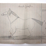 Pencil Drawing of Horse on Lined Paper