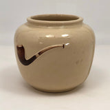 Magritte-esque Vintage Tabacco Jar with Hand-Painted Pipe in Relief!