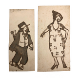 Funny Little Pair of Old Ink Drawn Cartoon Characters - Jiggs and Maggie
