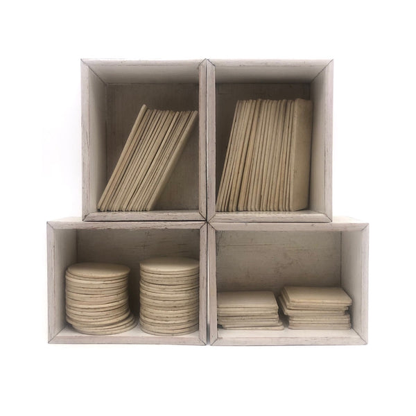 Nice Lot of Antique Bone Gaming Chips in White Wooden Boxes