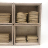 Nice Lot of Antique Bone Gaming Chips in White Wooden Boxes