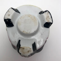 Porcelain Cat Face Votive / Lantern with Glowing Green Marble Eyes